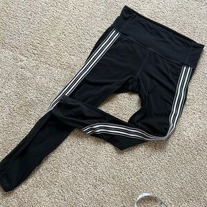 Athleta Medium Reflective Stripe Black High Rise Pull On Leggings